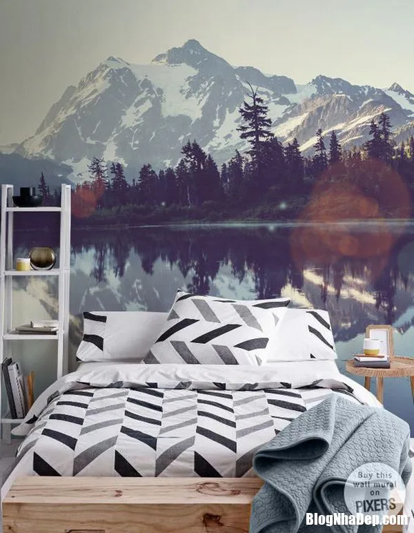 Những mẫu giấy dán tường phong cảnh khiến phòng ngủ như lạc giữa thiên nhiên trong lành