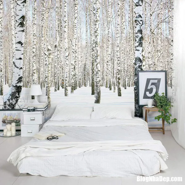 Những mẫu giấy dán tường phong cảnh khiến phòng ngủ như lạc giữa thiên nhiên trong lành