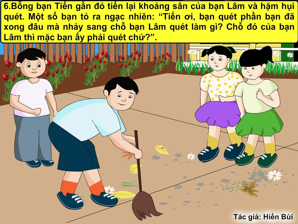 Truyện tranh Các bạn nhỏ quét sân – Hiền Bùi