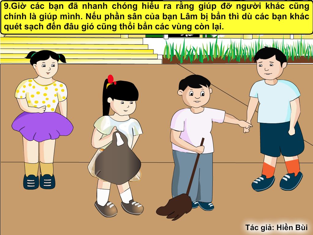 Truyện tranh Các bạn nhỏ quét sân – Hiền Bùi