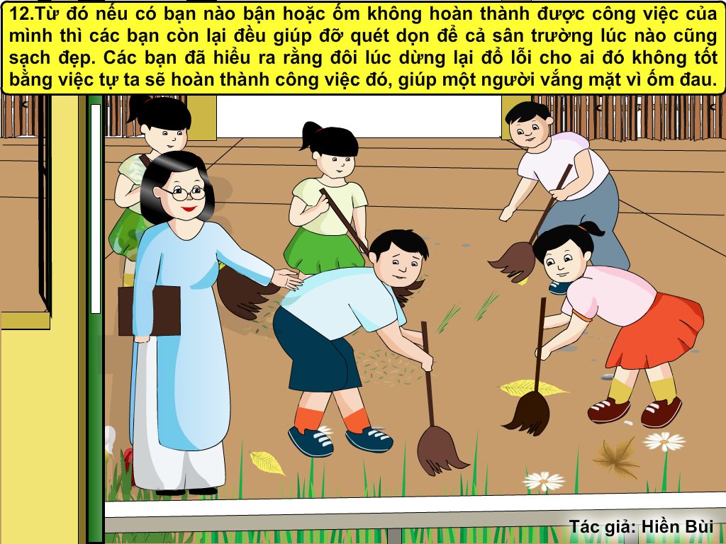 Truyện tranh Các bạn nhỏ quét sân – Hiền Bùi