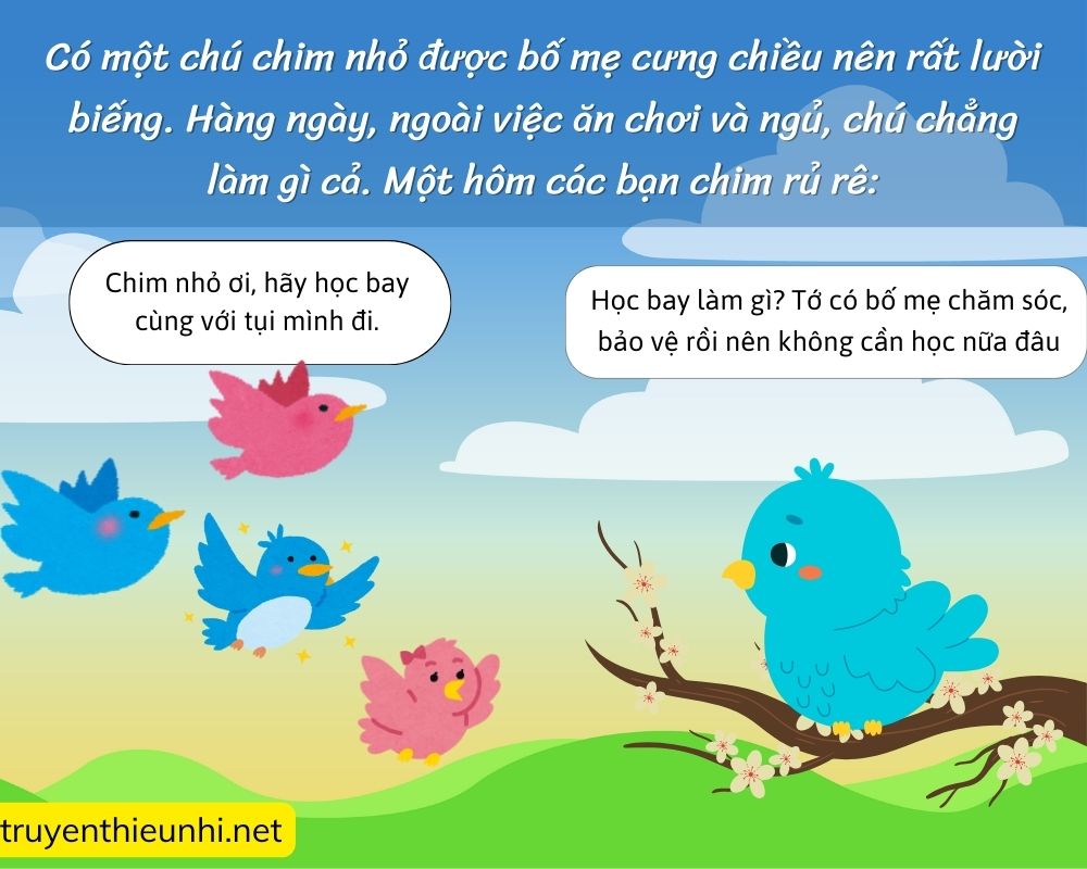 Truyện tranh Chú chim nhỏ lười biếng